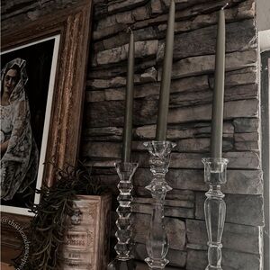 Set of 3 Crystal Candlesticks